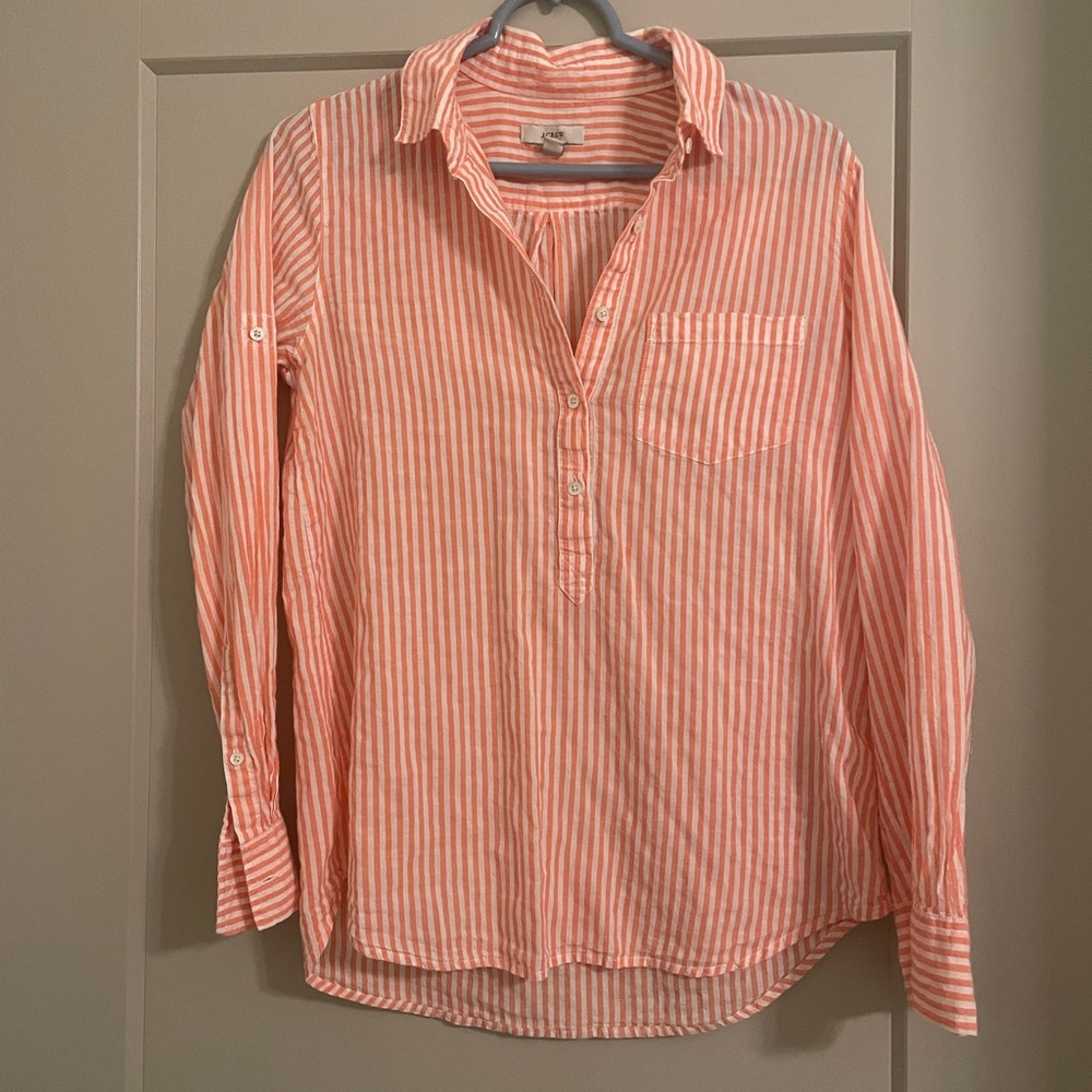 Jcrew striped red white popover shirt size 2
